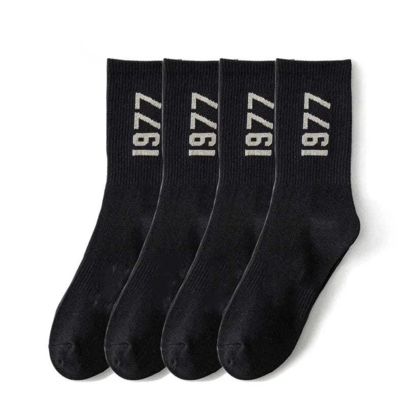 1977 Number Socks 4 Pairs Cotton Skateboard and Streetwear Socks