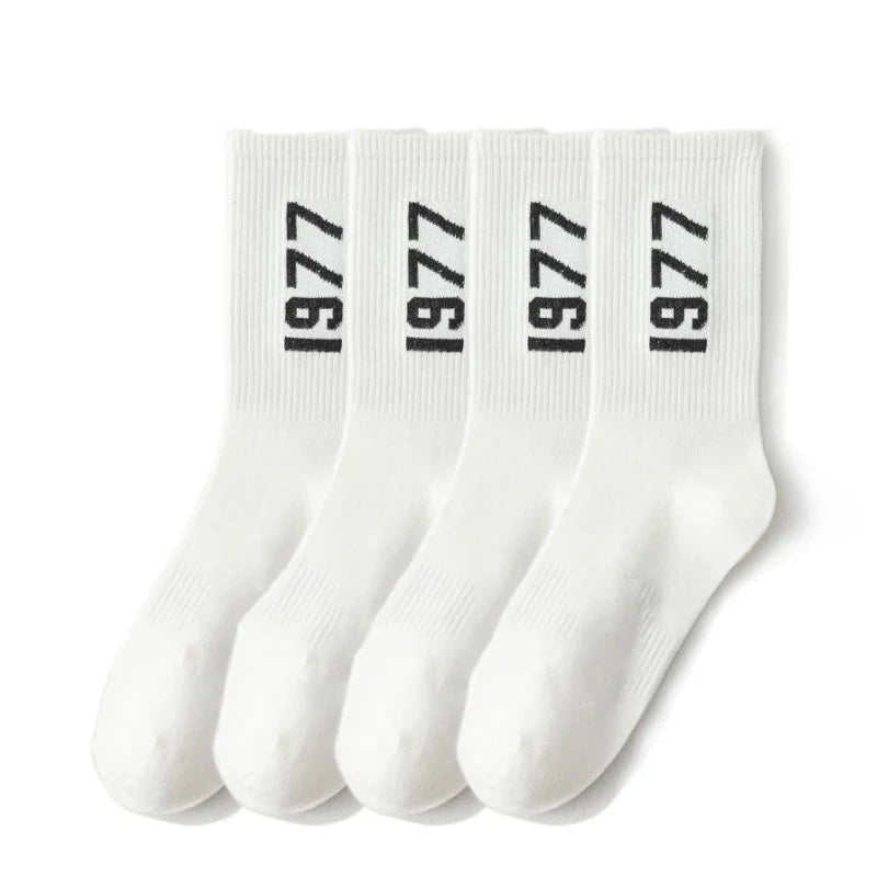 1977 Number Socks 4 Pairs Cotton Skateboard and Streetwear Socks