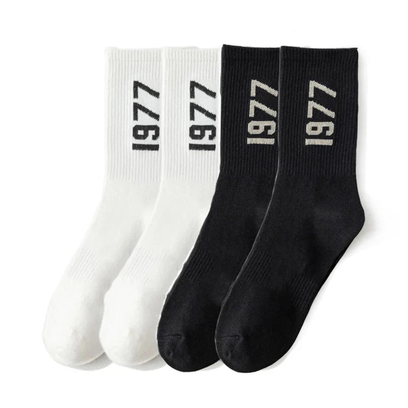 1977 Number Socks 4 Pairs Cotton Skateboard and Streetwear Socks