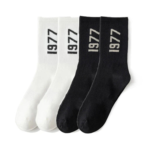 1977 Number Socks 4 Pairs Cotton Skateboard and Streetwear Socks