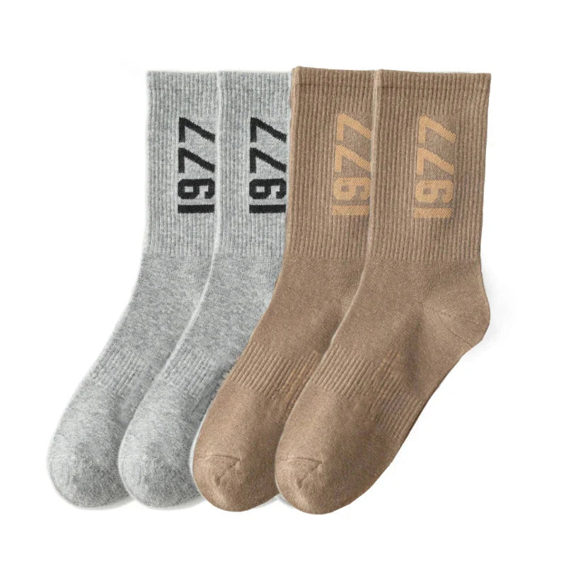 1977 Number Socks 4 Pairs Cotton Skateboard and Streetwear Socks