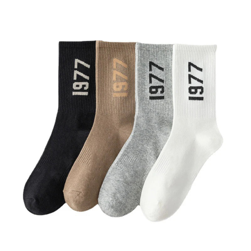1977 Number Socks 4 Pairs Cotton Skateboard and Streetwear Socks