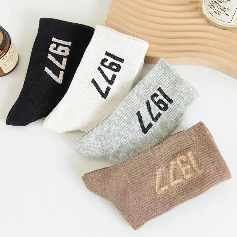 1977 Number Socks 4 Pairs Cotton Skateboard and Streetwear Socks