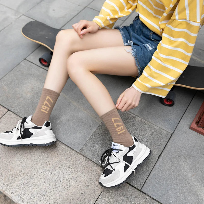 1977 Number Socks 4 Pairs Cotton Skateboard and Streetwear Socks