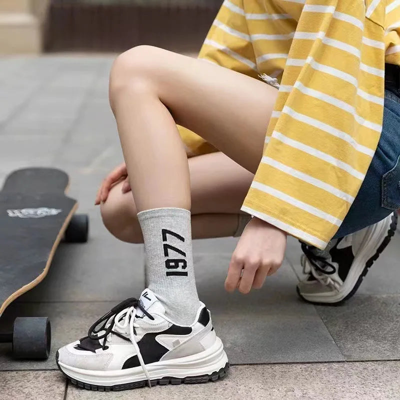 1977 Number Socks 4 Pairs Cotton Skateboard and Streetwear Socks