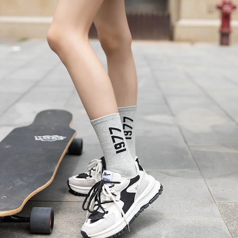1977 Number Socks 4 Pairs Cotton Skateboard and Streetwear Socks