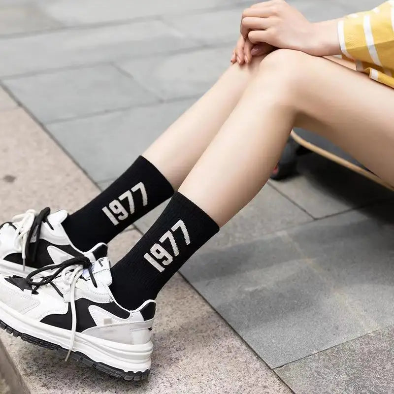1977 Number Socks 4 Pairs Cotton Skateboard and Streetwear Socks