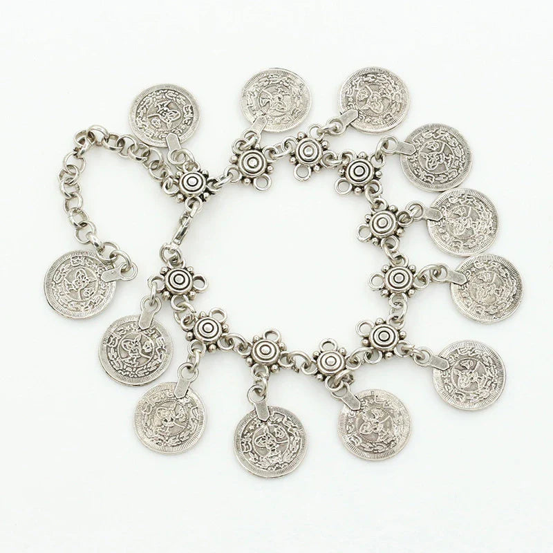 1pair Vintage Bohemian Gypsy Coin Tassel Anklet Retro Beach Anklet