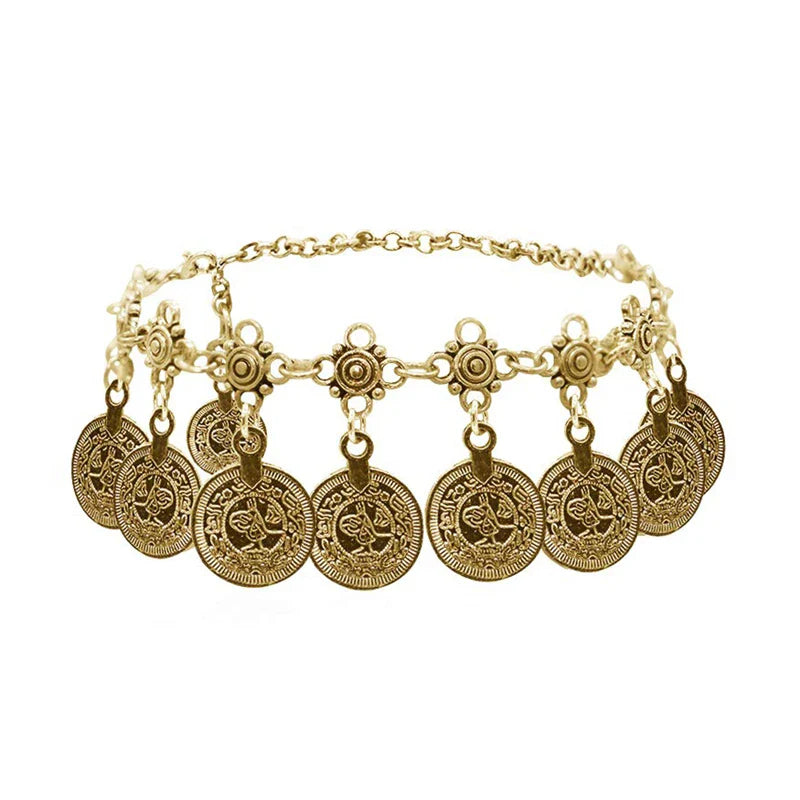 1pair Vintage Bohemian Gypsy Coin Tassel Anklet Retro Beach Anklet