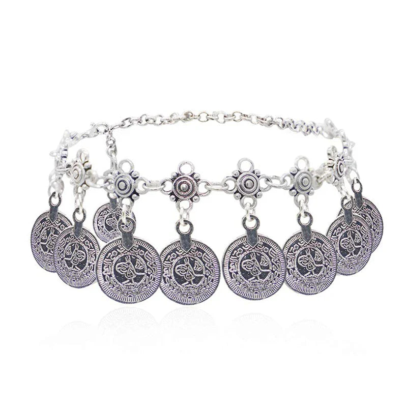 1pair Vintage Bohemian Gypsy Coin Tassel Anklet Retro Beach Anklet