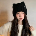 1pc Cat Ear Knitted Beanies Winter Warm Wool Hat Headwear