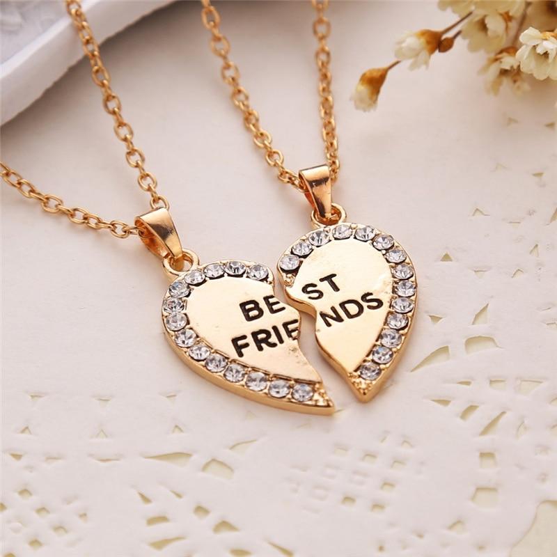2pcs Best Friends Forever Necklace for Women Heart Pendant Best Friend Necklace Friendship Jewelry