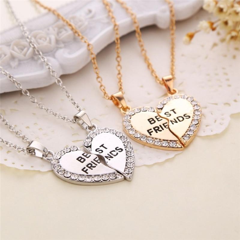 2pcs Best Friends Forever Necklace for Women Heart Pendant Best Friend Necklace Friendship Jewelry