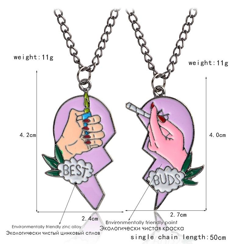 2pcs Best Friends Forever Necklace Heart Shape Pendant Necklace For Women