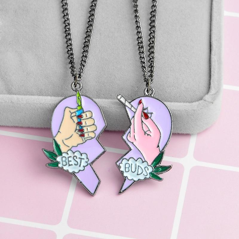 2pcs Best Friends Forever Necklace Heart Shape Pendant Necklace For Women