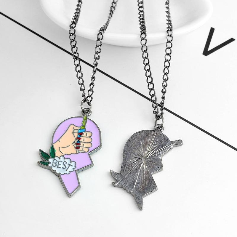 2pcs Best Friends Forever Necklace Heart Shape Pendant Necklace For Women