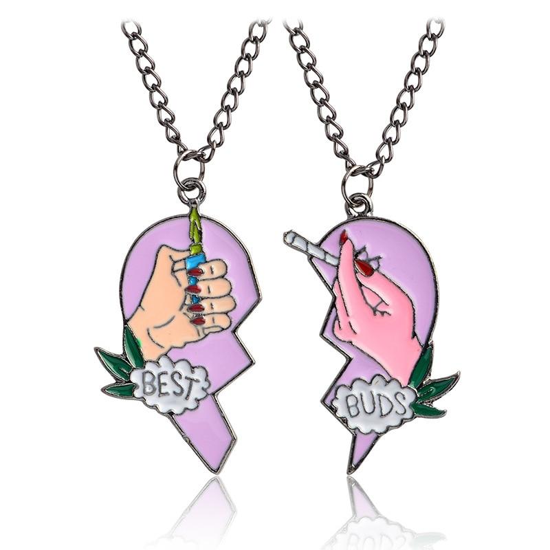 2pcs Best Friends Forever Necklace Heart Shape Pendant Necklace For Women