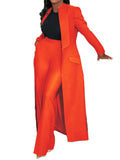 2pcs Office Long Sleeve Blazer Coat Suit Top with Wide Leg Pants Set