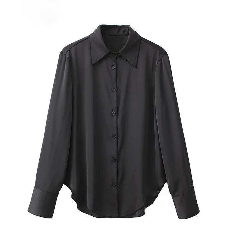 2pcs Pants Shirts Sets Fashion Solid Blouse Casual Turn Down Collar