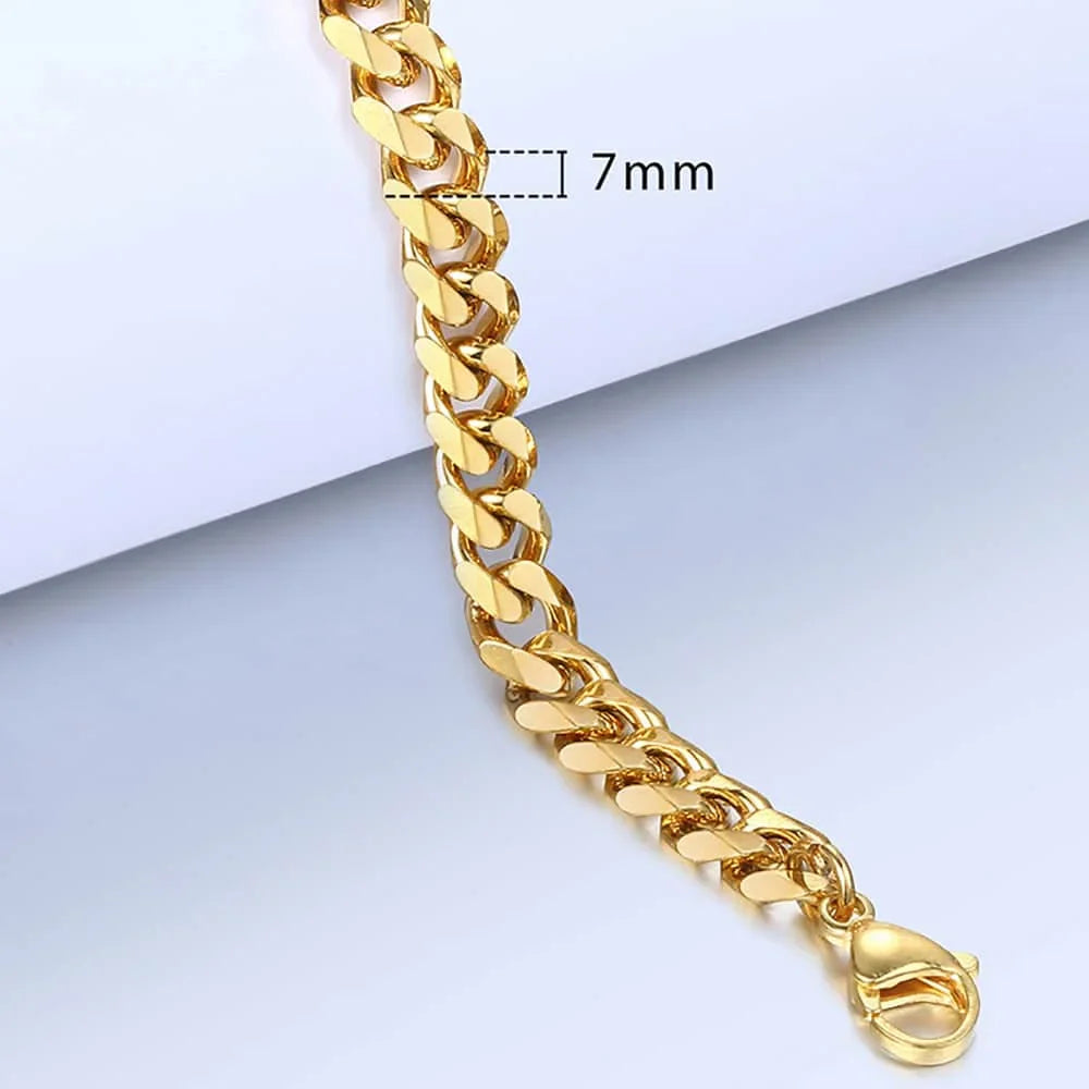 3/5/7MM Stainless Steel Curb Cuban Link Chain Anklet Jewelry Gift