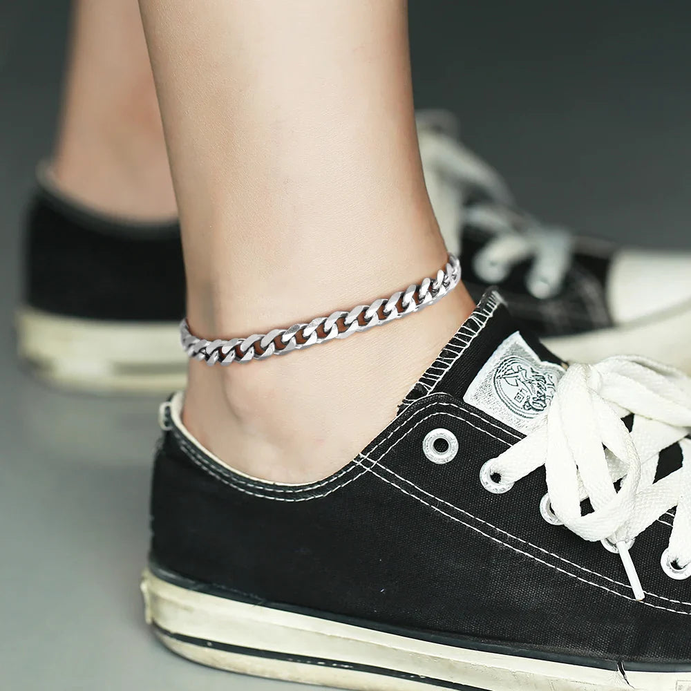 3/5/7MM Stainless Steel Curb Cuban Link Chain Anklet Jewelry Gift