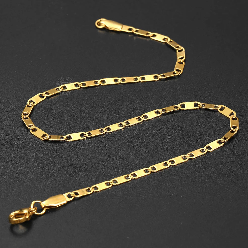 3MM Gold Plated Stainless Steel Rope Figaro Curb Link Chain Anklet