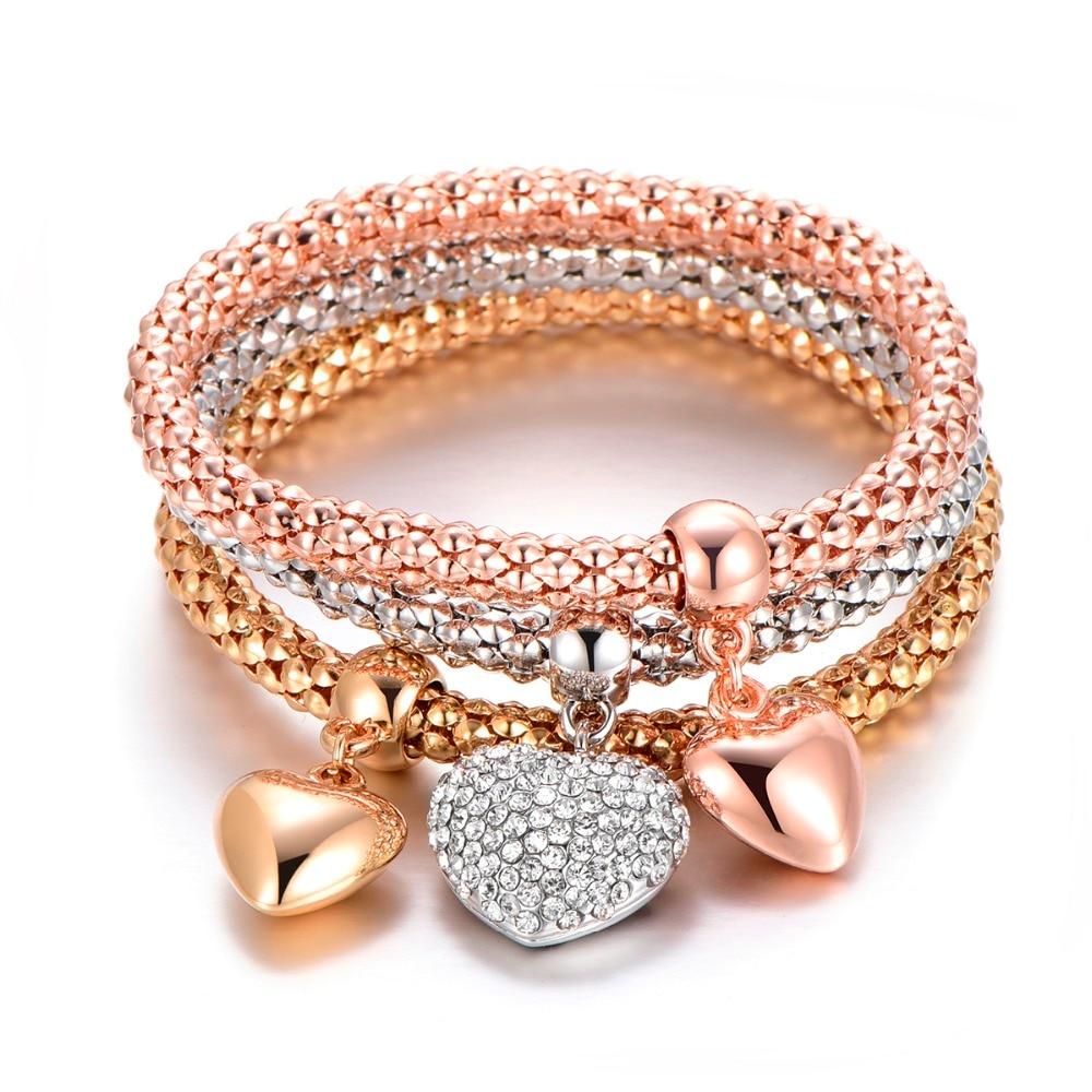 3pcs Crystal Charm Bracelet For Women Jewelry Bracelet Chain Jewelry