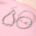 3pcs Vintage Rhinestone Heart Infinity Adjustable Cuff Bracelet Set