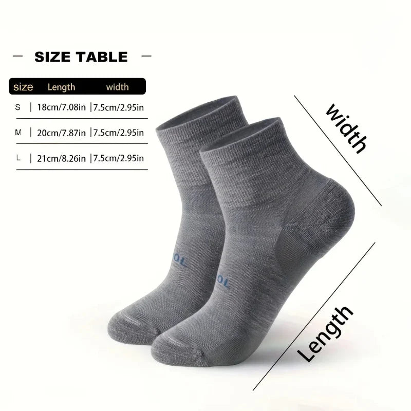 4 Pairs Merino Polyester Wool Low Cut Socks Breathable Comfort Fit