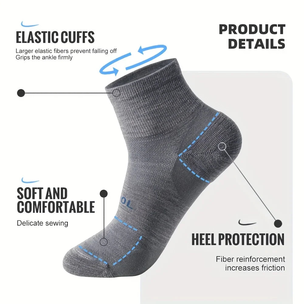 4 Pairs Merino Polyester Wool Low Cut Socks Breathable Comfort Fit