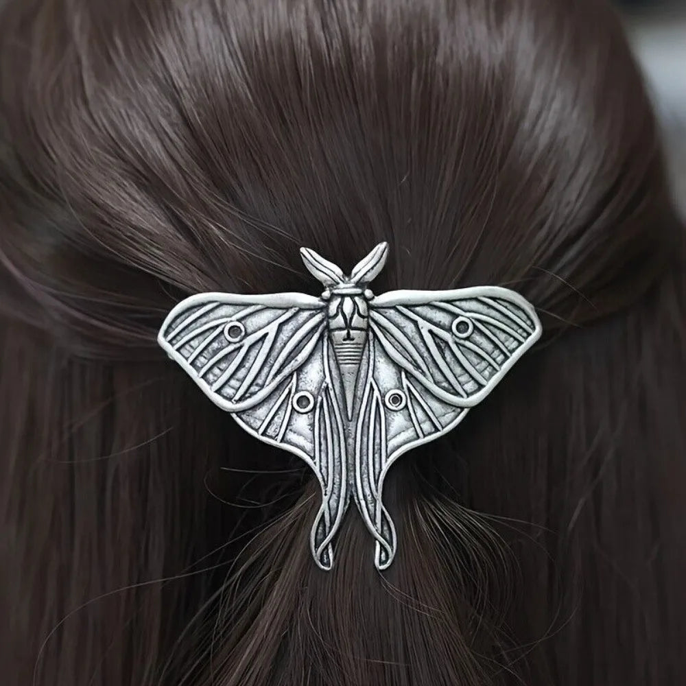 4pcs Vintage Metal Hair Barrette Gothic Hair Clip Moon Bat Hairpin Set