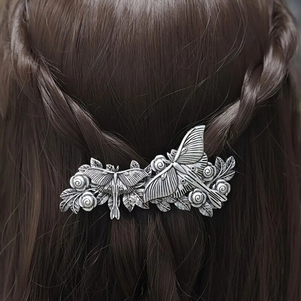 4pcs Vintage Metal Hair Barrette Gothic Hair Clip Moon Bat Hairpin Set