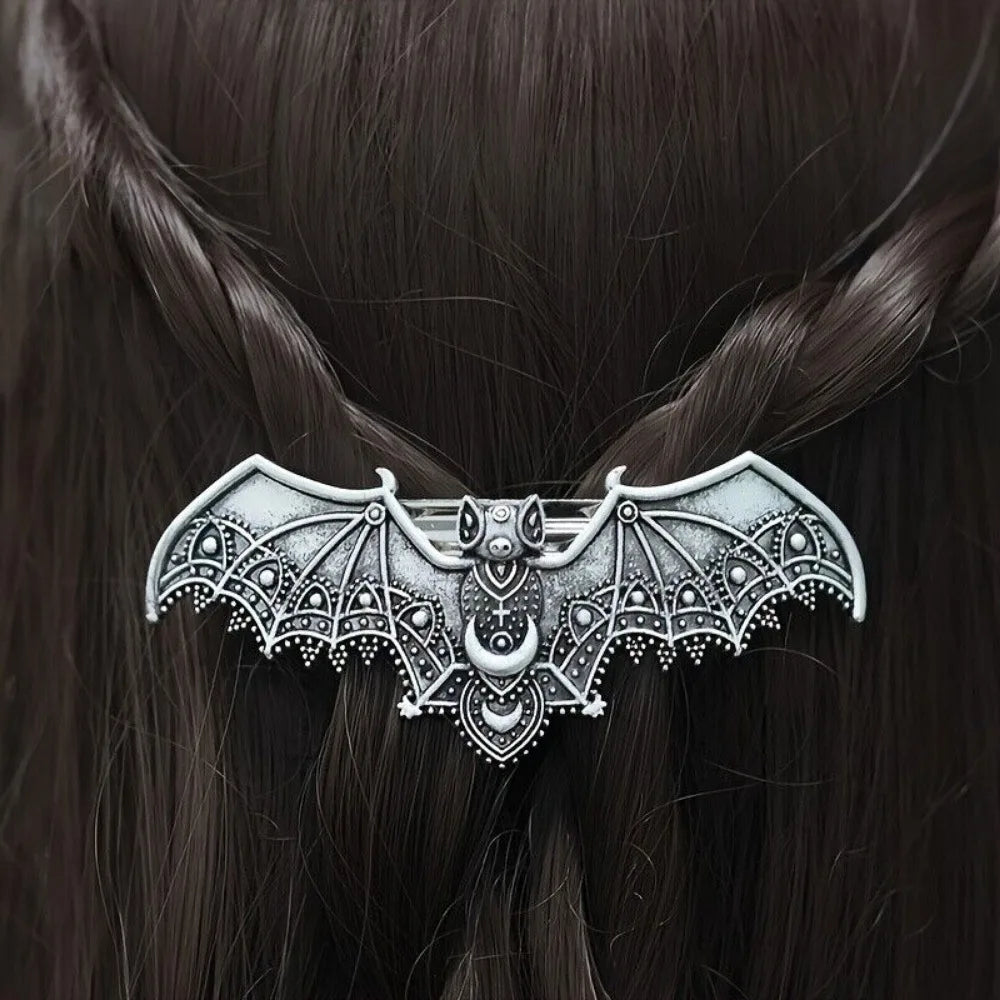 4pcs Vintage Metal Hair Barrette Gothic Hair Clip Moon Bat Hairpin Set