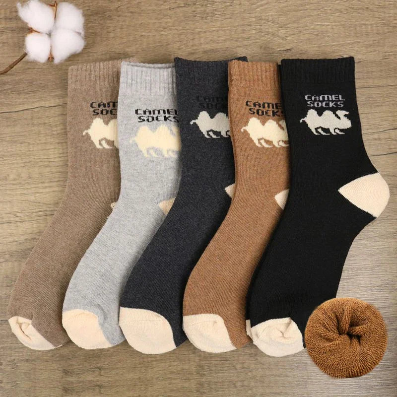 5 Pairs Warm Winter Socks Thick Fleece Terry Warm Casual Long Socks