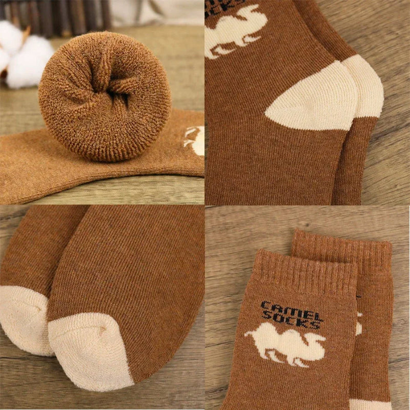 5 Pairs Warm Winter Socks Thick Fleece Terry Warm Casual Long Socks