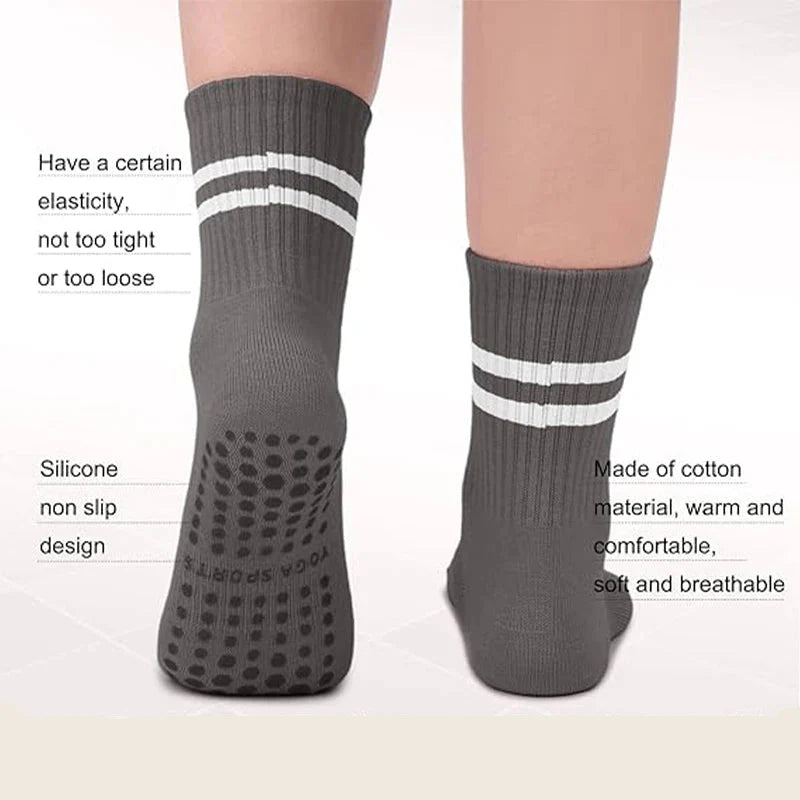 5Pairs Pilates Yoga Socks Non Slip Silicone Grips Cotton Fitness Socks