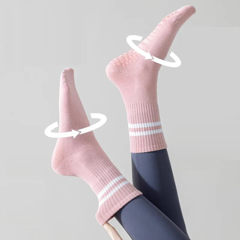5Pairs Pilates Yoga Socks Non Slip Silicone Grips Cotton Fitness Socks