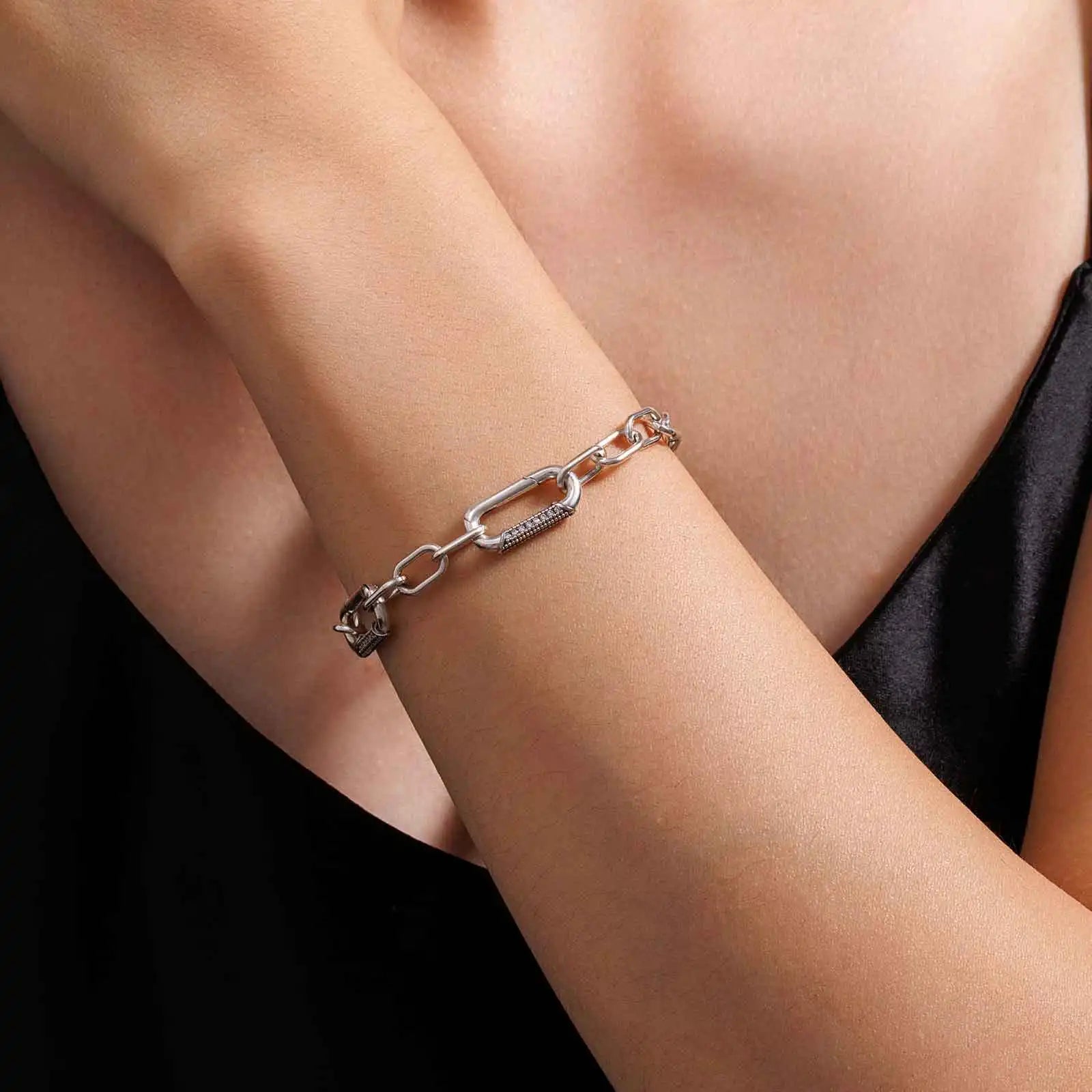 925 Sterling Silver Chain Rainbow Gem Bracelet Charm Jewelry Gift
