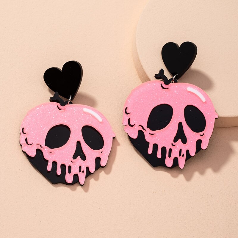 Acrylic Heart Skull Head Piercing Earrings Fashion Jewelry Earring