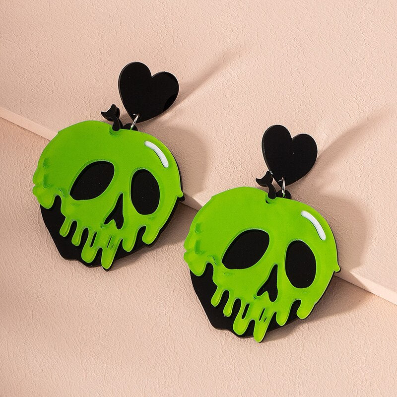 Acrylic Heart Skull Head Piercing Earrings Fashion Jewelry Earring