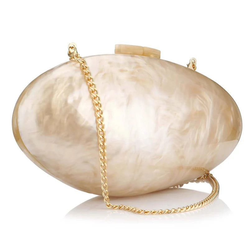 Acrylic Shell Clutch Bag with Chain Elegant Shoulder Handbag Purse