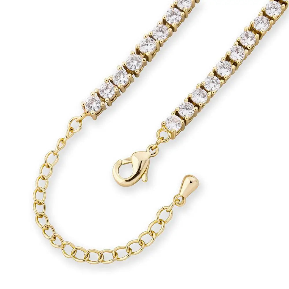 Adjustable 3MM Row Cubic Zirconia Anklet Fashion Charm Jewelry