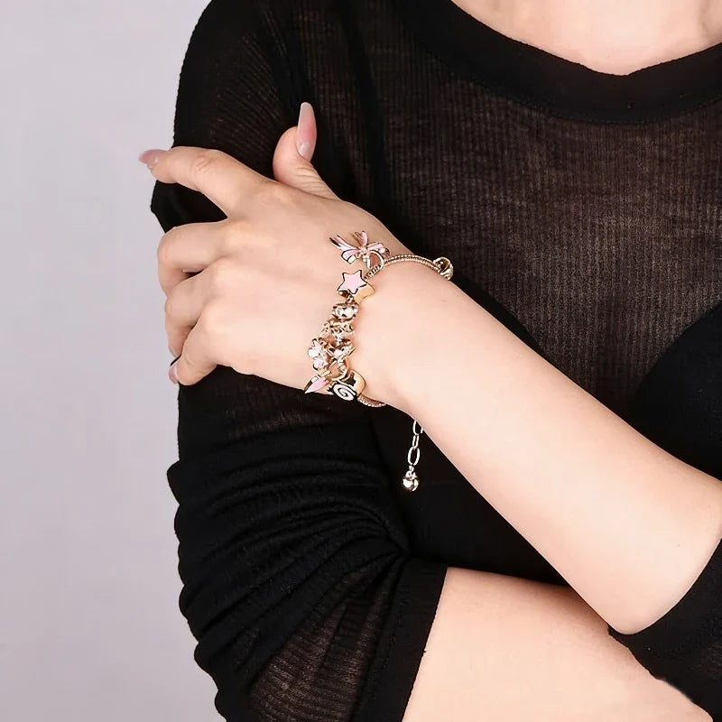 Adjustable Heart-Shaped Bow Bracelet Fashion Daily Bracelet Jewelry