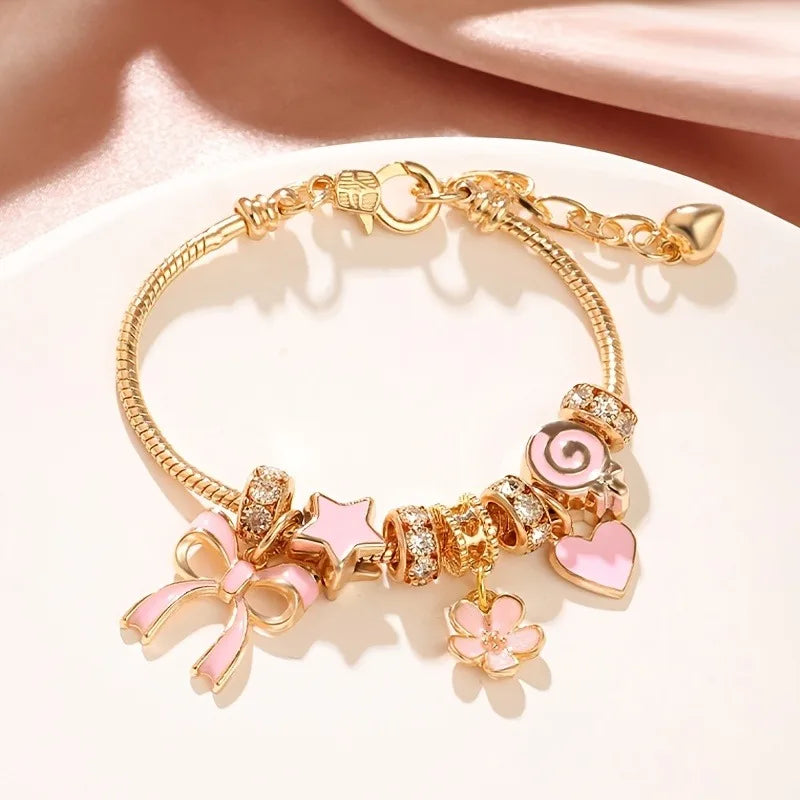 Adjustable Heart-Shaped Bow Bracelet Fashion Daily Bracelet Jewelry