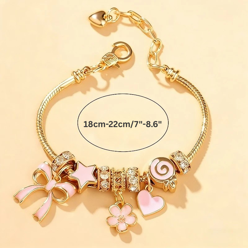 Adjustable Heart-Shaped Bow Bracelet Fashion Daily Bracelet Jewelry