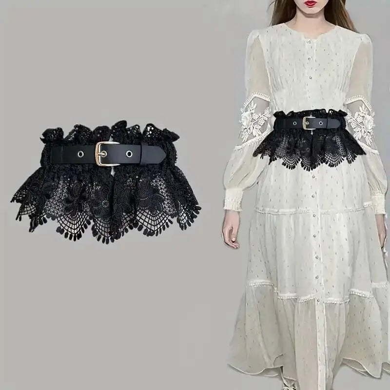 Adjustable Tie Waist Belt Elastic Bow Lace Dress Belt Fashion Waistband