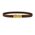 Adjustable Vintage Suede Cowhide Leather Waist Belt with Gold Buckle