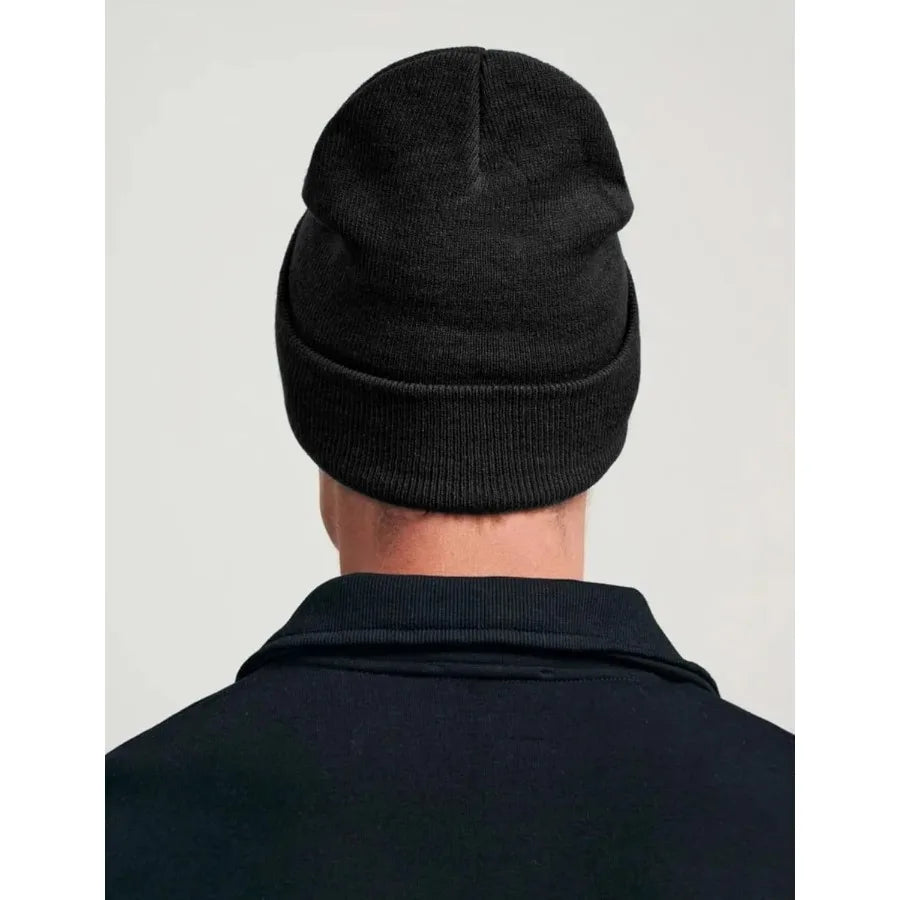 American Flag Embroidered Beanie Hat Winter Warm Black Knitted Hat