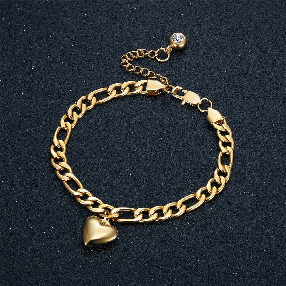 Anklet For Women Gold Color Stainless Steel Cuban Link Anklet