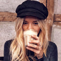 Arimonz Cotton Unisex Black Classic Newsboy Hat